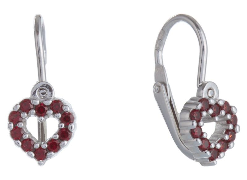 Ohrringe  Herzchen für Kinder-  böhmischer Granat