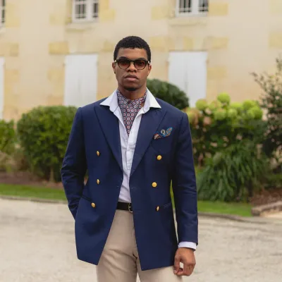 Barberini - Ascot Krawattenschal aus Seide Blau-Navy