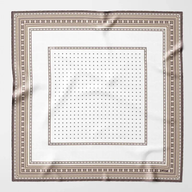 Verona - Seidenhalstuch Weis-Sandbraun