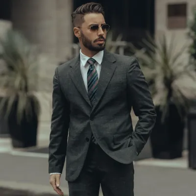 Vesuvio - Seidenjacquard Krawatte Grün und Blau