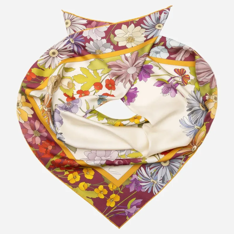 Carlotta handgerollte Seidentuch Burgundy