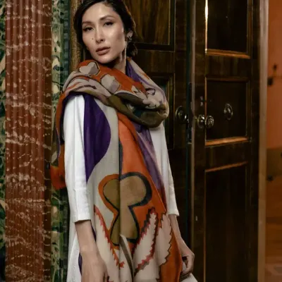 Irene - Wollschal rost und lila