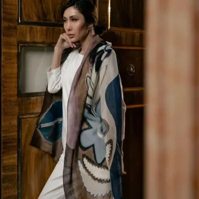 Irene - Wollschal blau und lavendel Irene - Wollschal blau und lavendel