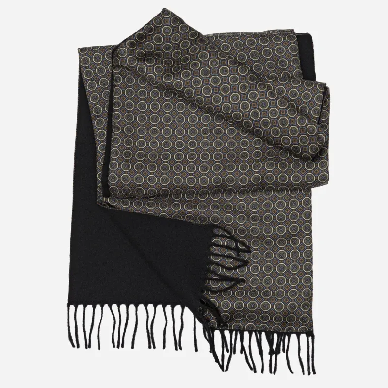 Trastevere - Seidenschalmit Wollrücken  marineblau und grün