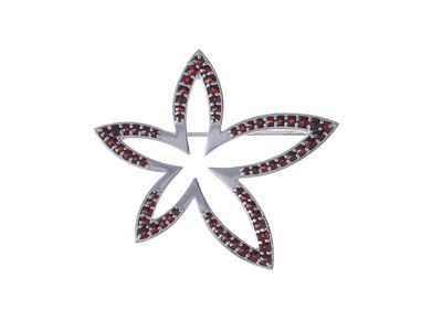 Brosche Blume mit böhmischer Granat Brosche Blume mit böhmischer Granat