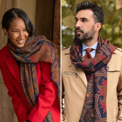 Uffizi  Wollschal - Indigo - Blau