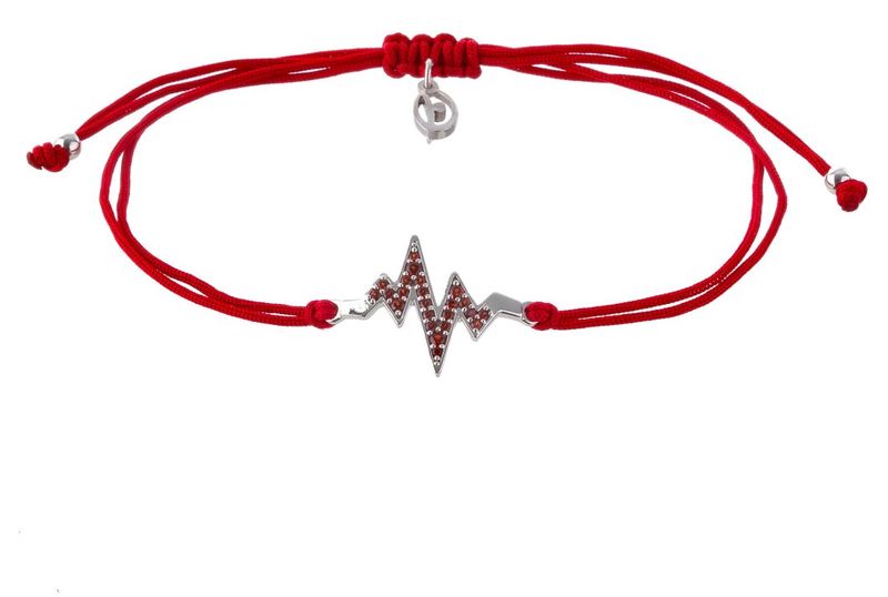 Silberarmband mit Granatstein - Herzimpuls  Shamballa