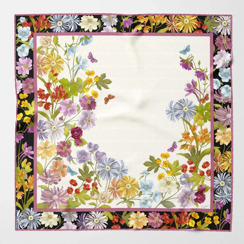 Carlotta handgerollte Seidentuch schwarz