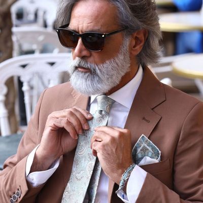 Medici - bedruckte Seidenkrawatte soft Jade