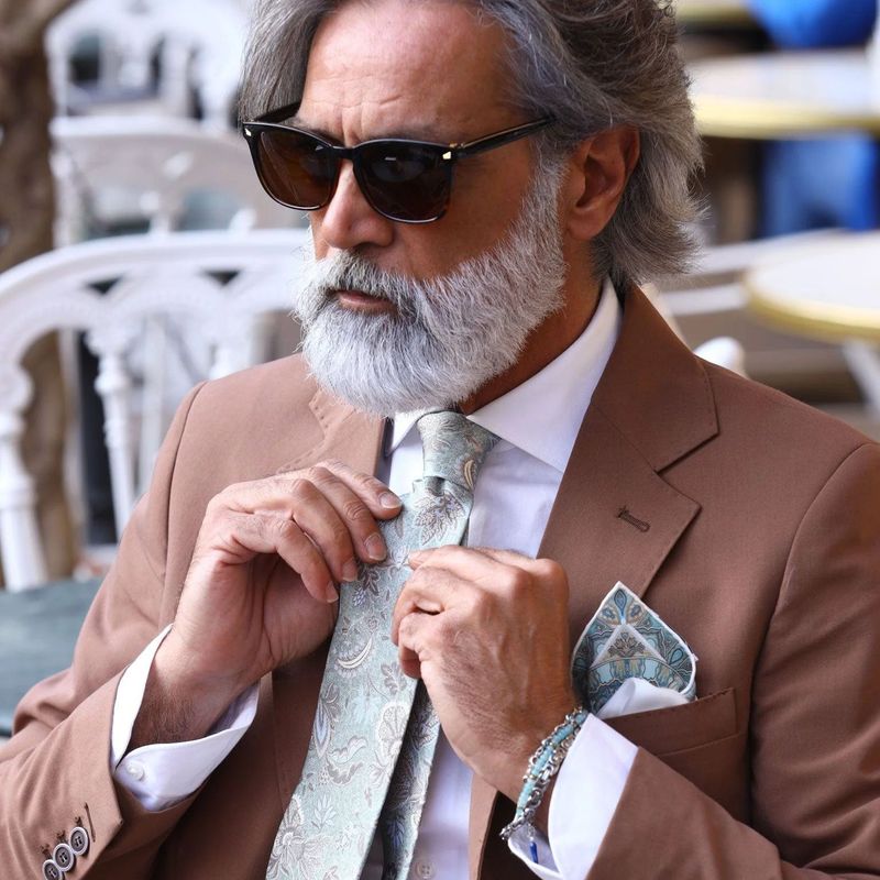 Medici - bedruckte Seidenkrawatte soft Jade