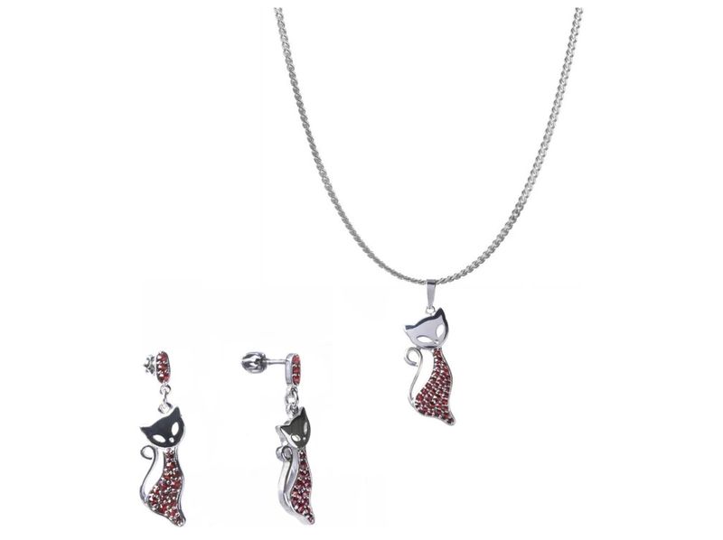 Juwel Set Katzen - böhmischer Granat Juwel Set Katzen - böhmischer Granat