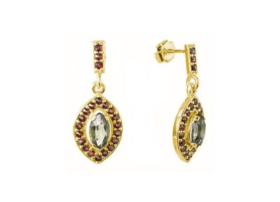 Ohringe böhmischer Granat & Moldavit