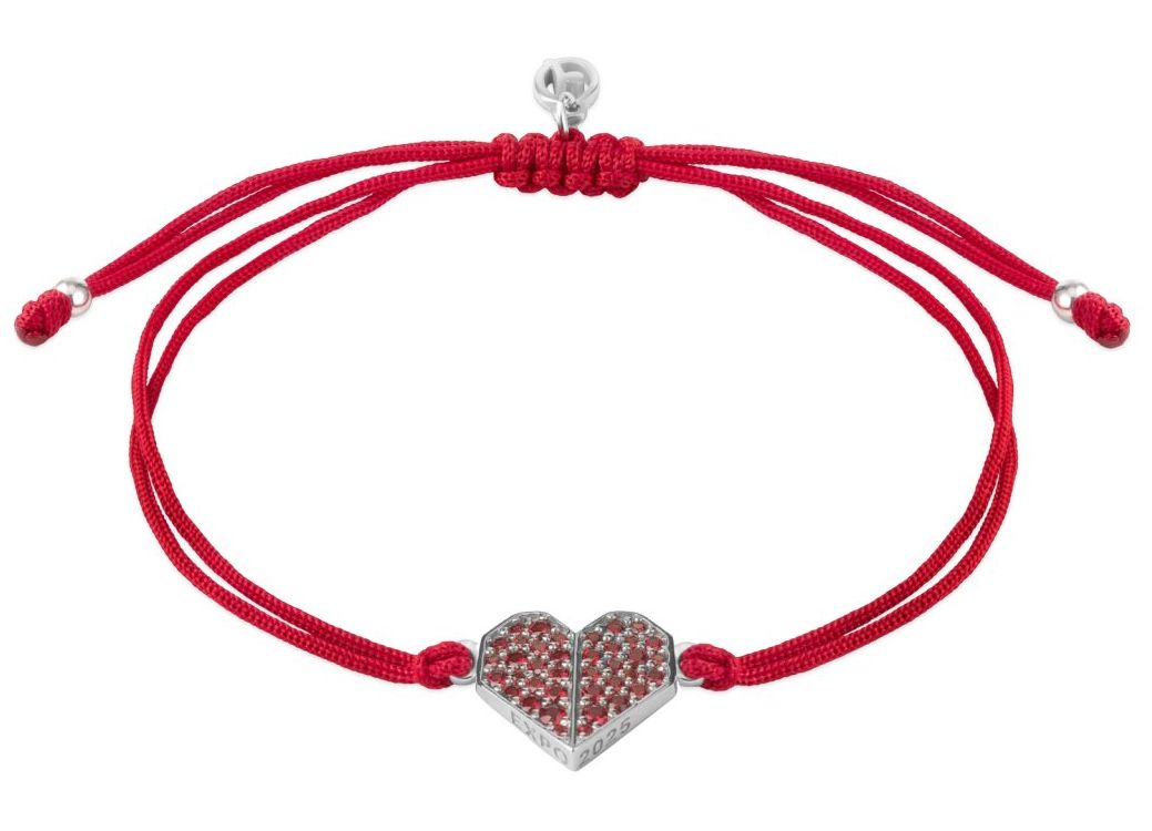 Silberarmband mit Granatstein Shamballa - Herz Silberarmband mit Granatstein Shamballa - Herz