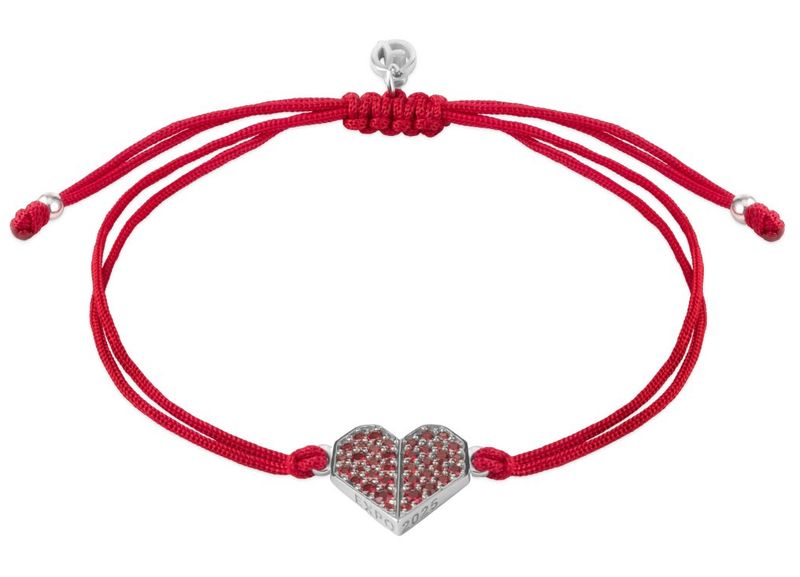 Silberarmband mit Granatstein Shamballa - Herz Silberarmband mit Granatstein Shamballa - Herz