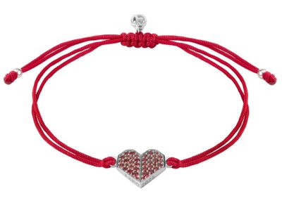 Silberarmband mit Granatstein Shamballa - Herz