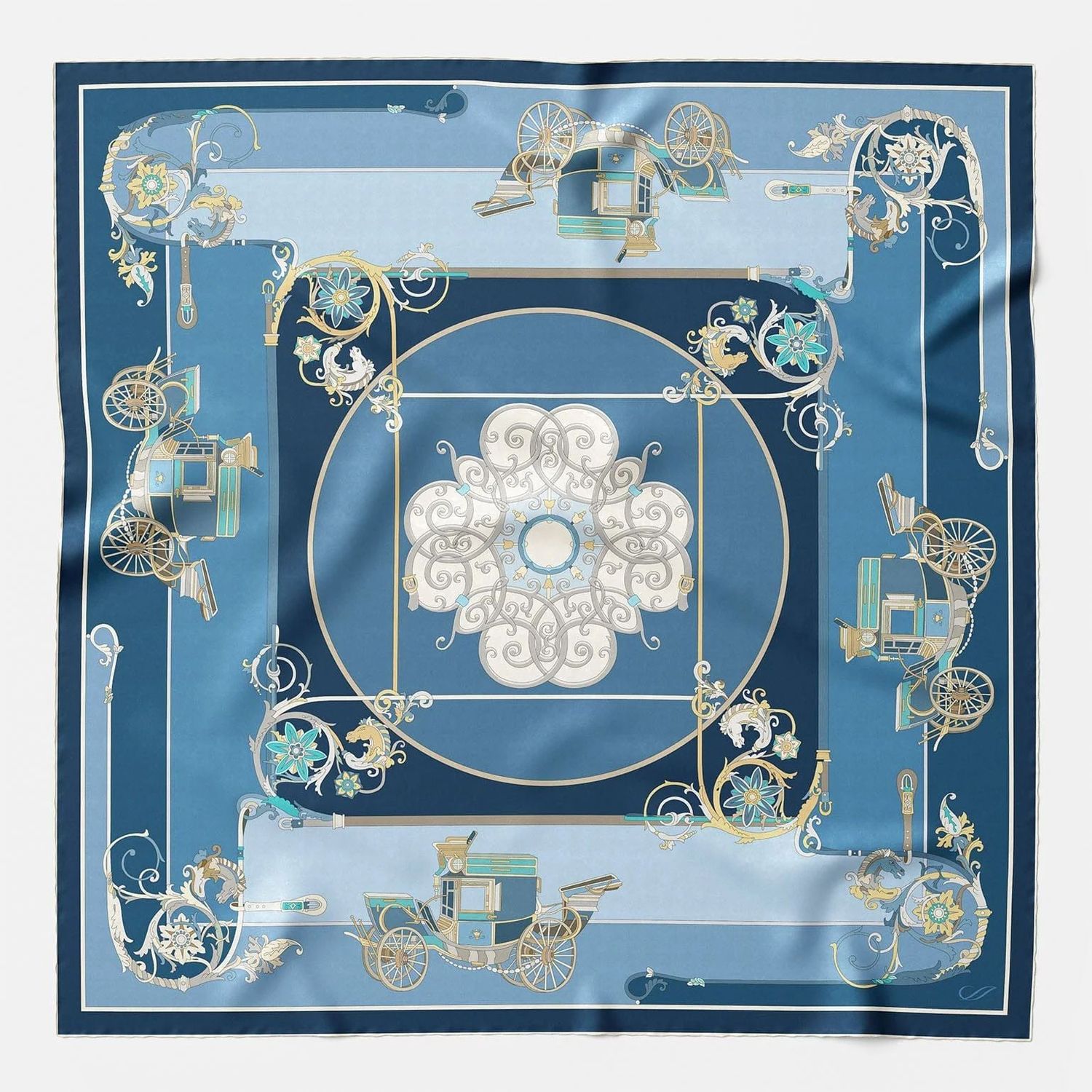 Carozza handgerollte Seidentuch Blau