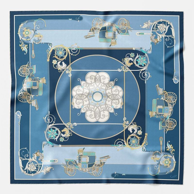 Carozza handgerollte Seidentuch Blau