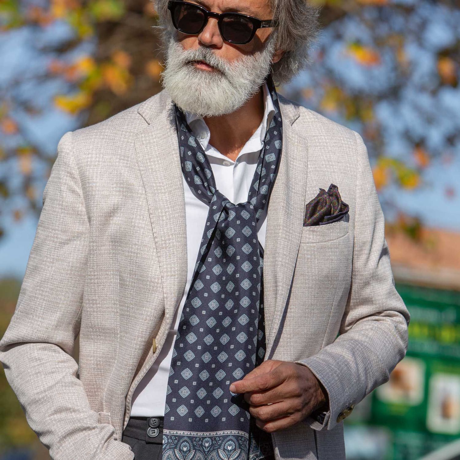 Ancona - doppelseitige Seidenschal navyblau