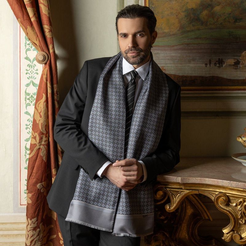 Palazzo - doppelseitige Seidenschal schwarzgrau