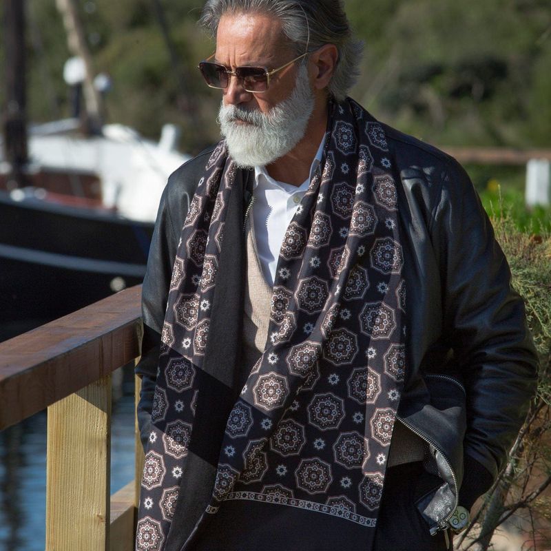 Jove - Seidenschal mit Wollrücken schwarz & braun