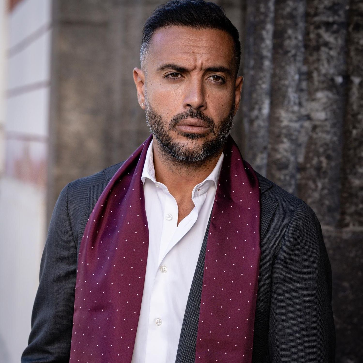 Savona  - schmale Seidenschal burgundy