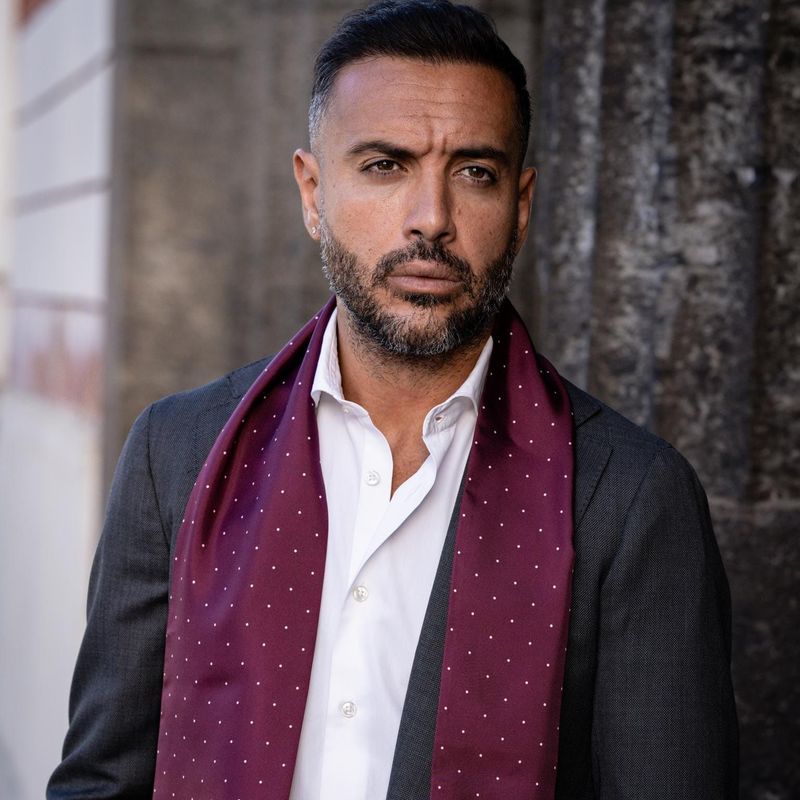 Savona  - schmale Seidenschal burgundy