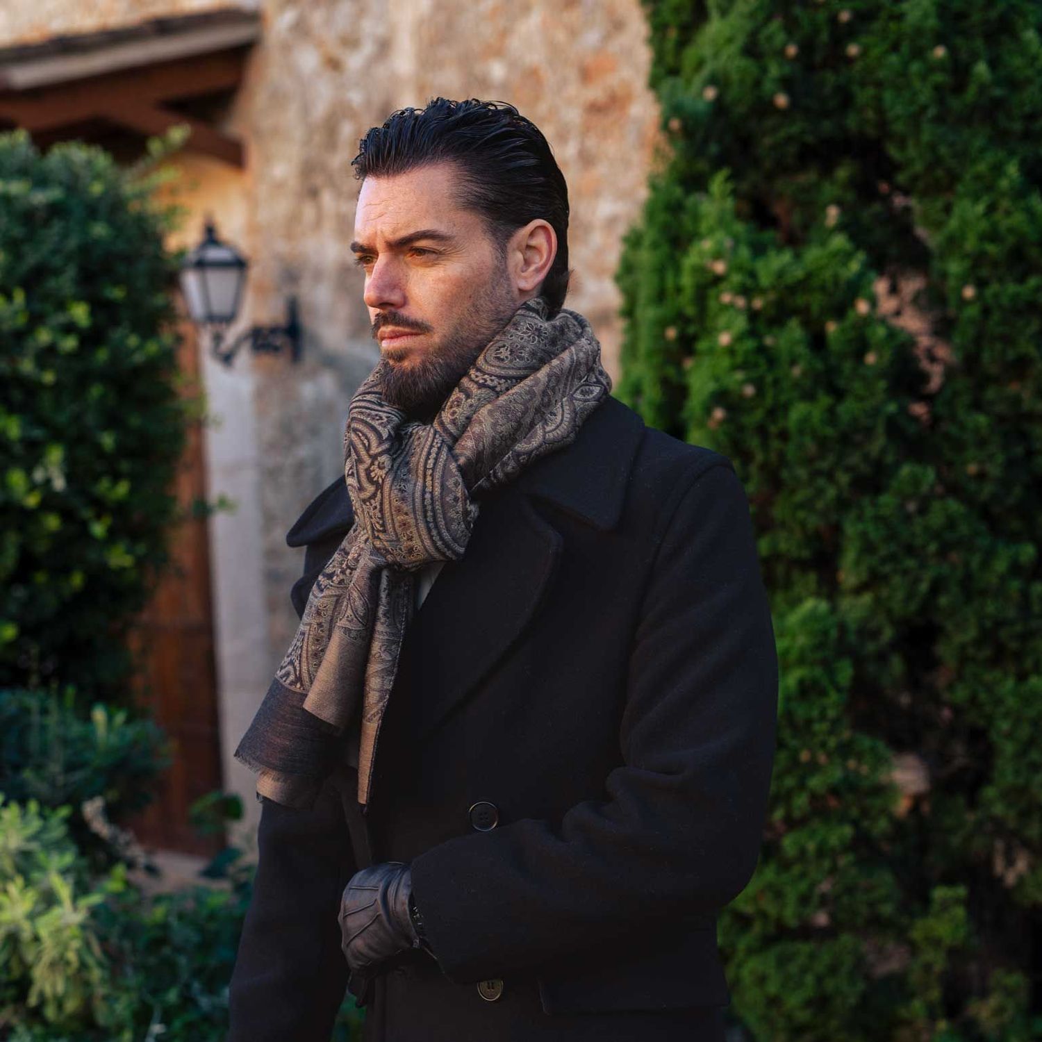 Leone - Woll- Seidenschal Eichenbraun