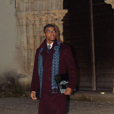 Botticelli - schmale Seidenschal schwarz & blau