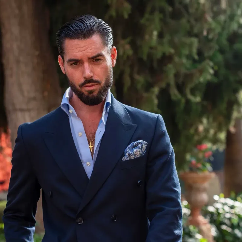 Enzo - doppelseitiges Einstecktuch aus Seide blau