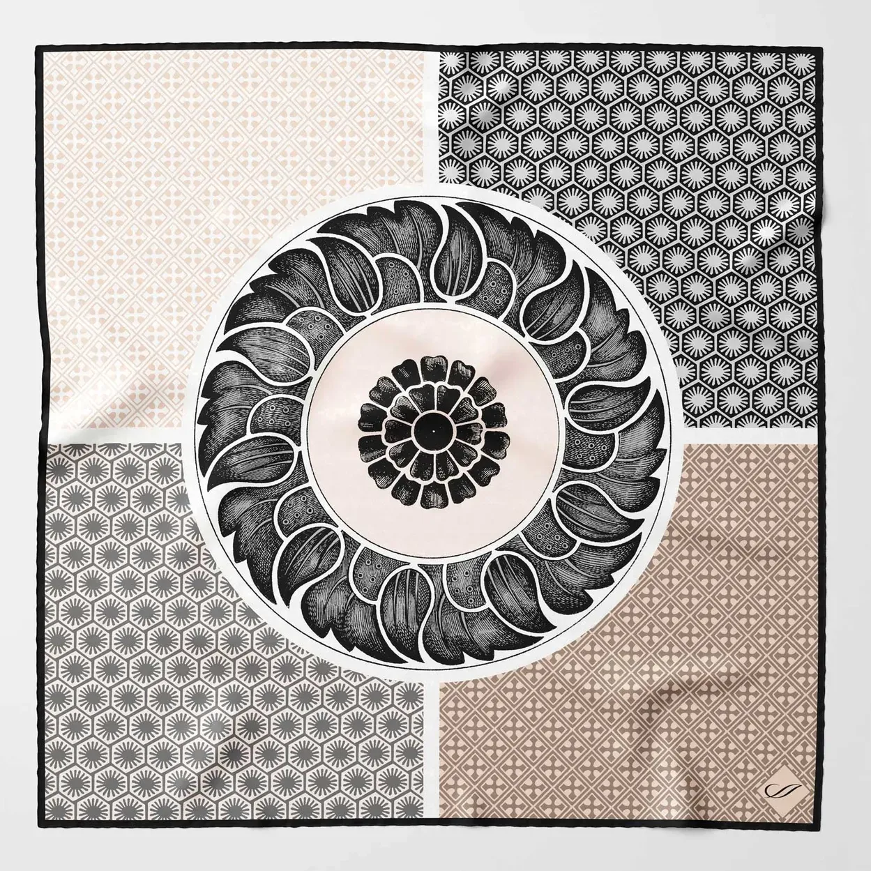 Monza - doppelseitiges Einstecktuch aus Seide anthrazit