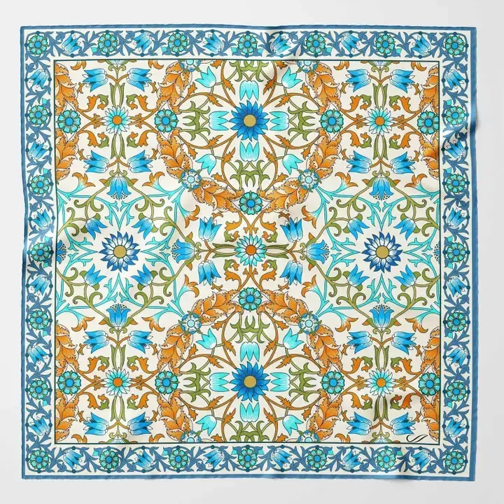 Itria - Seidentaschentuch blau und orange