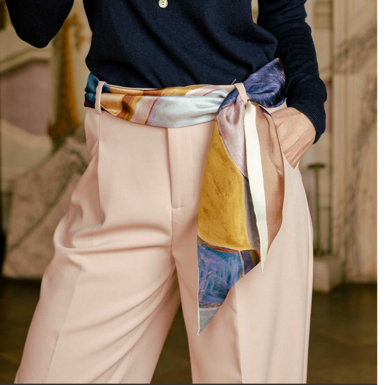 Lia Bandeau aus Seide Blau und Bräune