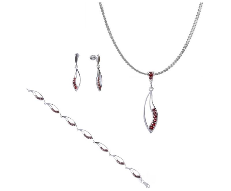 Juwel Set Granat Welle