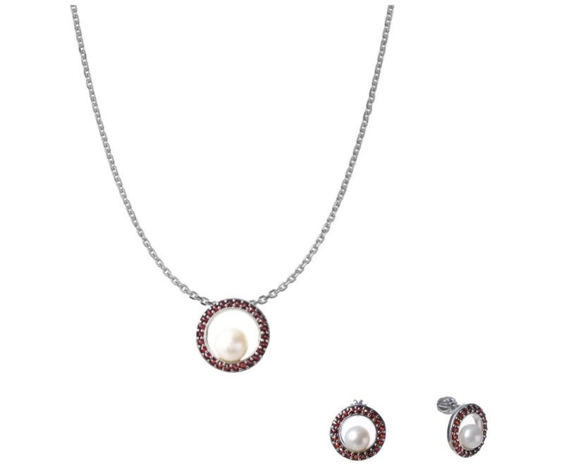 Juwel Set Granat mit Perle
