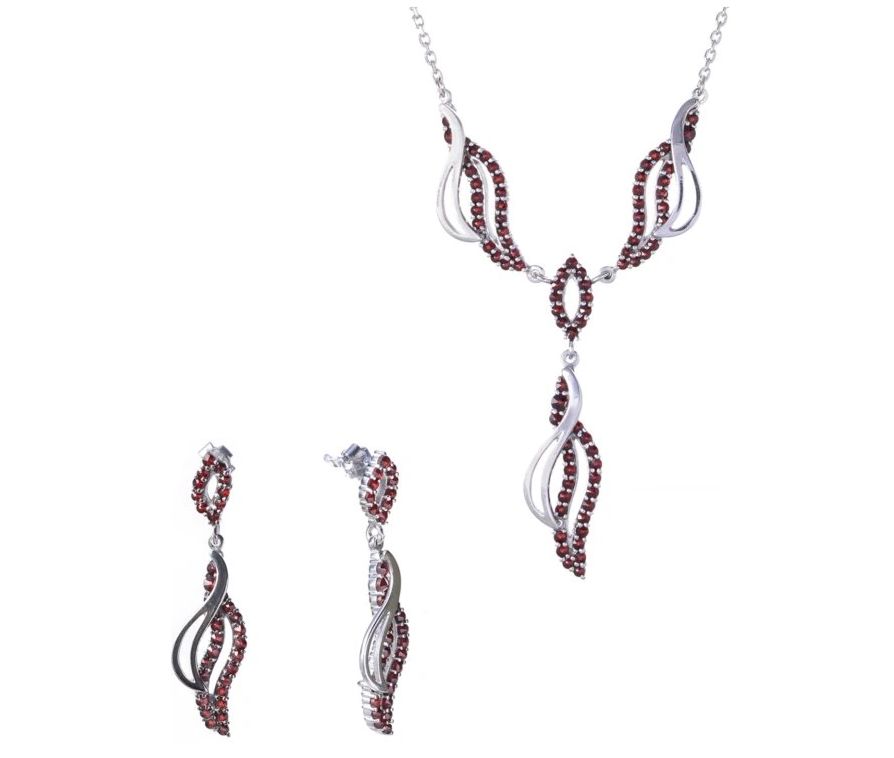 Juwel Set mit Granat Wellen
