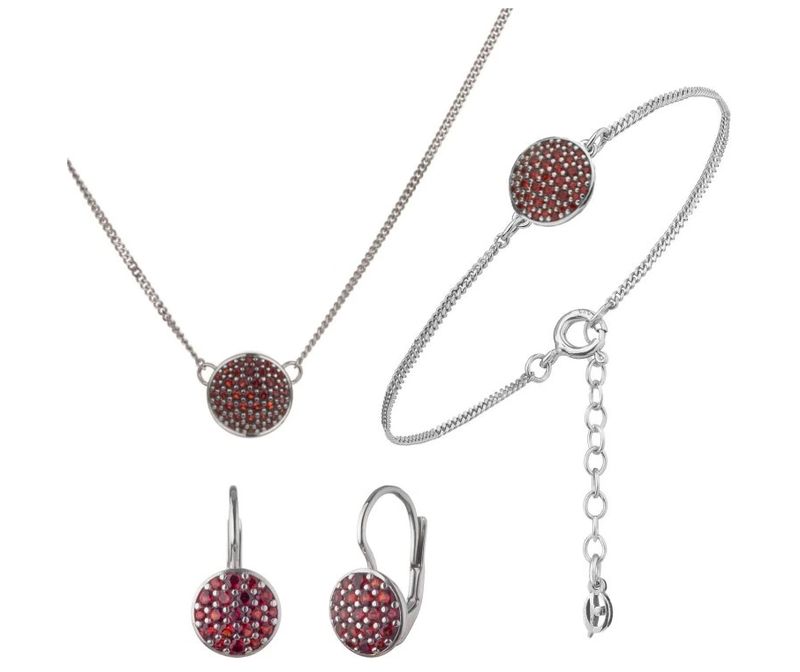 Juwel Set mit Granat Runde