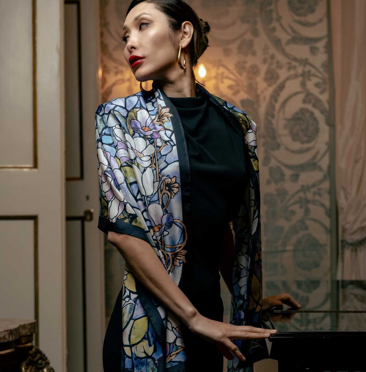 Tiffany  - langer Seidenschal Lavendel