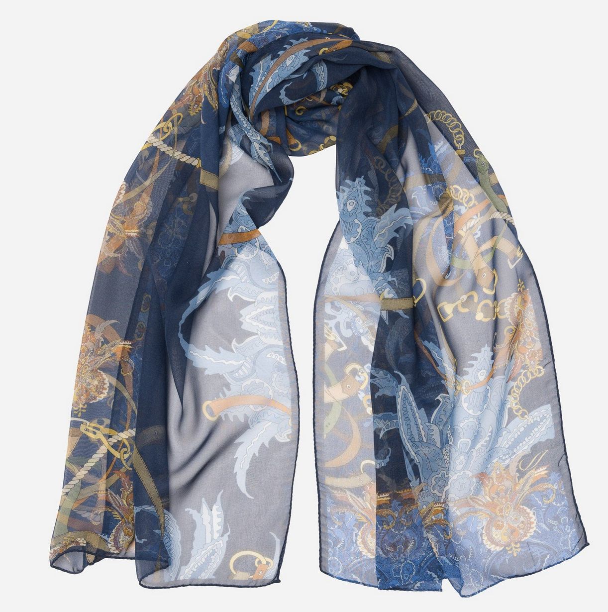 Alessandra - langes Seidenschal Navy Alessandra - langes Seidenschal Navy