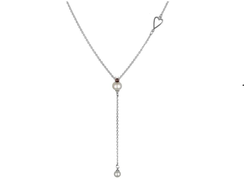 Halskette mit Granat, Perle - Motiv Herz Halskette mit Granat, Perle - Motiv Herz