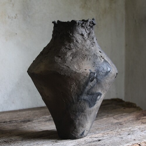 Wabi-sabi ceramic vase of wild clay #9