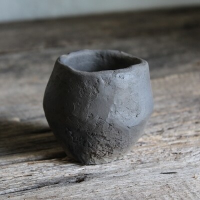 Wabi-sabi tea bowl #1, unglazed wild clay ceramics