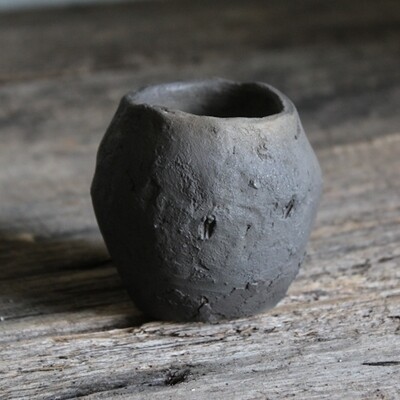 Wabi-sabi tea bowl #3, unglazed wild clay ceramics