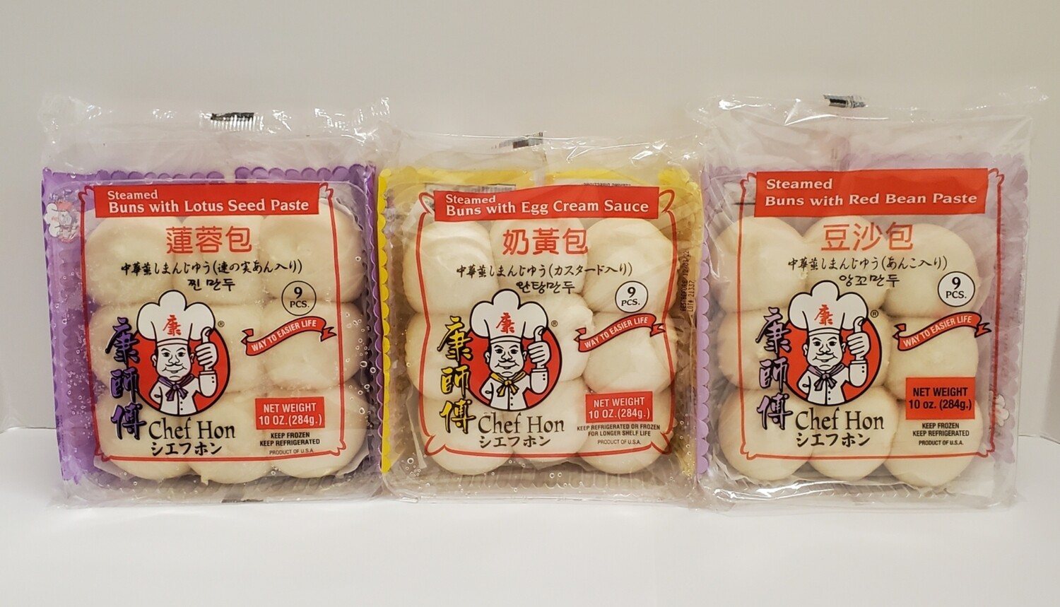 Chef Hon Frozen Steamed Buns (9 Pieces / 3 Flavors)