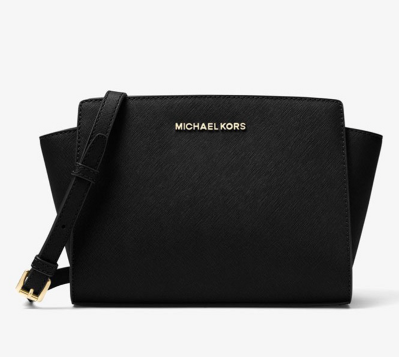 Michael Kors Selma Saffiano Leather Messenger Black