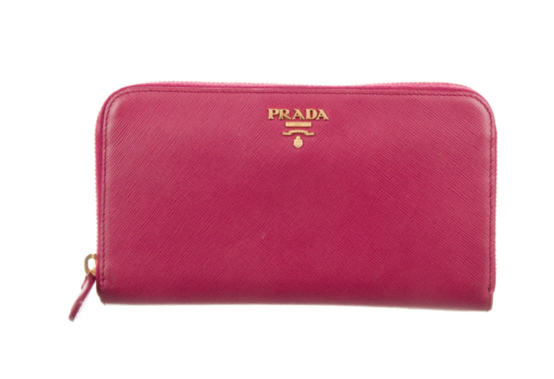 Pink Prada Saffiano leather continental wallet
