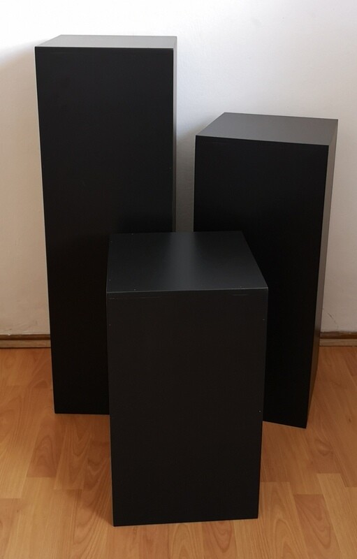 3 Piece Black Wooden Plinth Set.