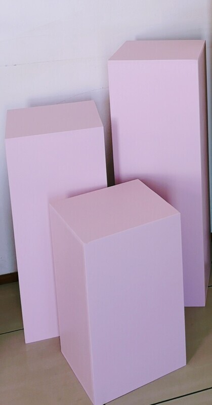 3 Piece Light Pink Wooden Display Plinth Set