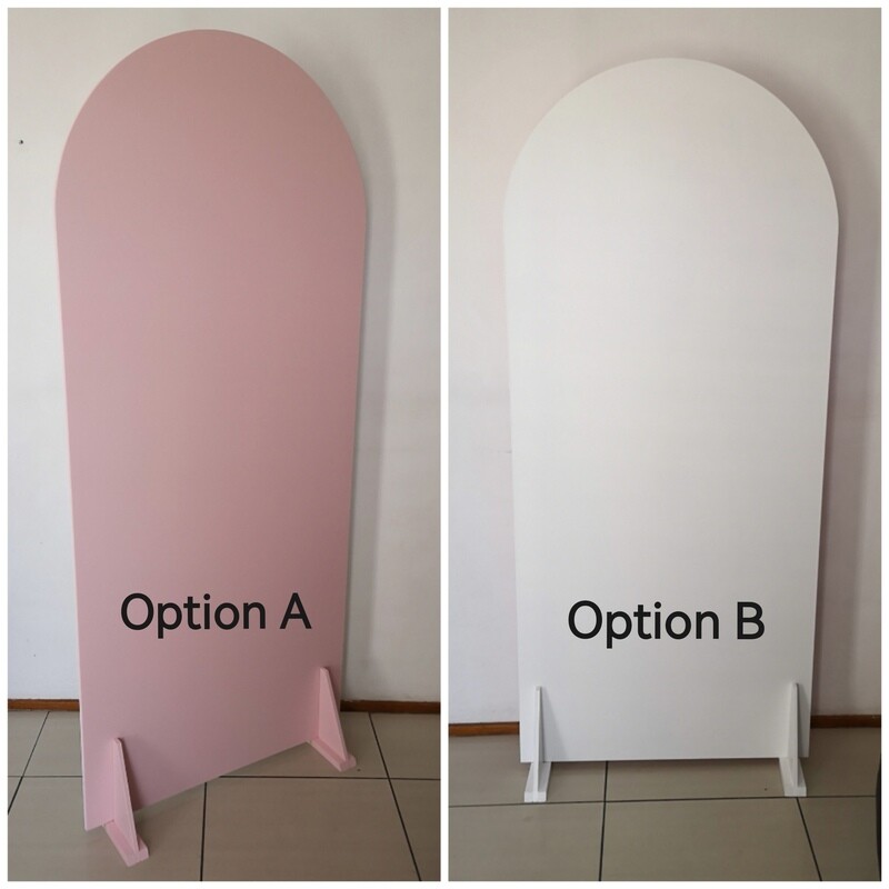 Double Side White and Pink Wooden Backdrop Details in Below