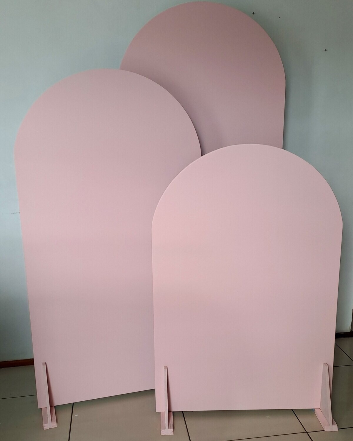 3 Piece Pink Wooden Backdrop Set Details in Description Below.