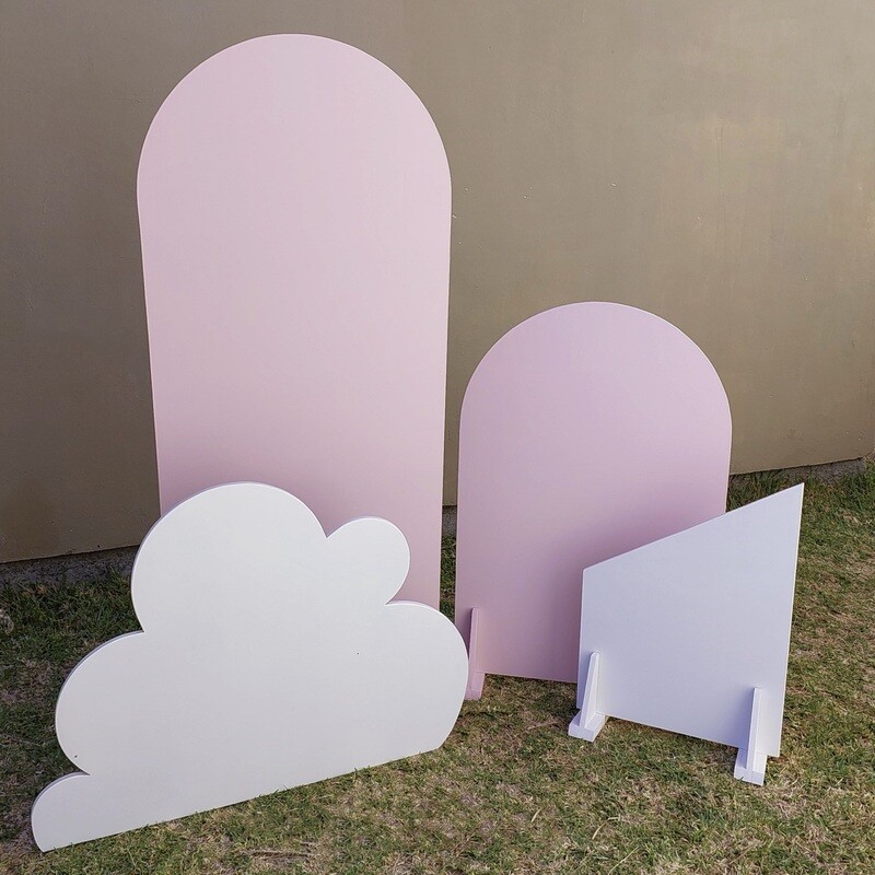 4 Piece Pink and White Backdrop Set Details in Description